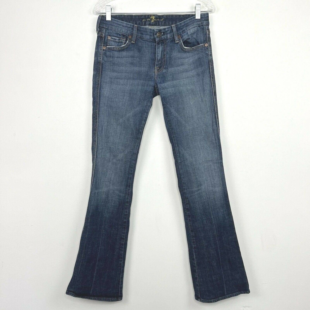7 For All Mankind Jeans size 28 x 33 Blue Denim A" Pocket Mid-Rise Stretch - Picture 1 of 11